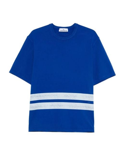 T-Shirt Marina Con Dettaglio A Righe di Stone Island in Blue da Uomo