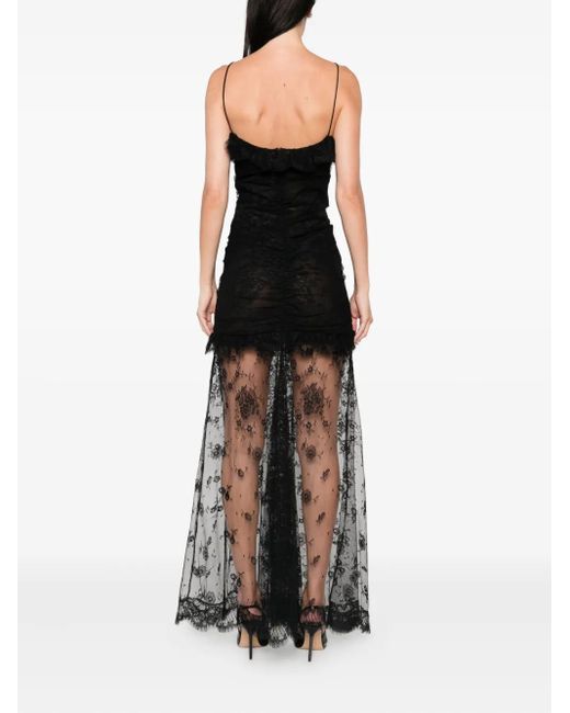 Alessandra Rich レース シャーリング ドレス Black