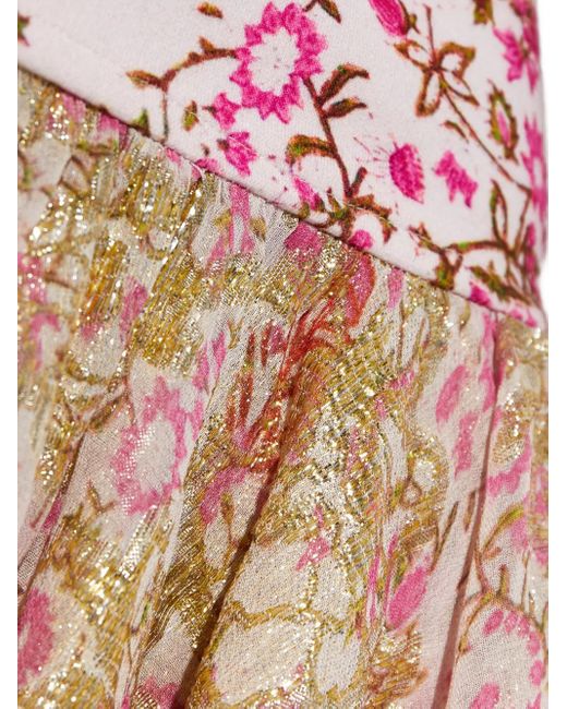 Hemant & Nandita Pink Hera Floral-Print Mini Skirt
