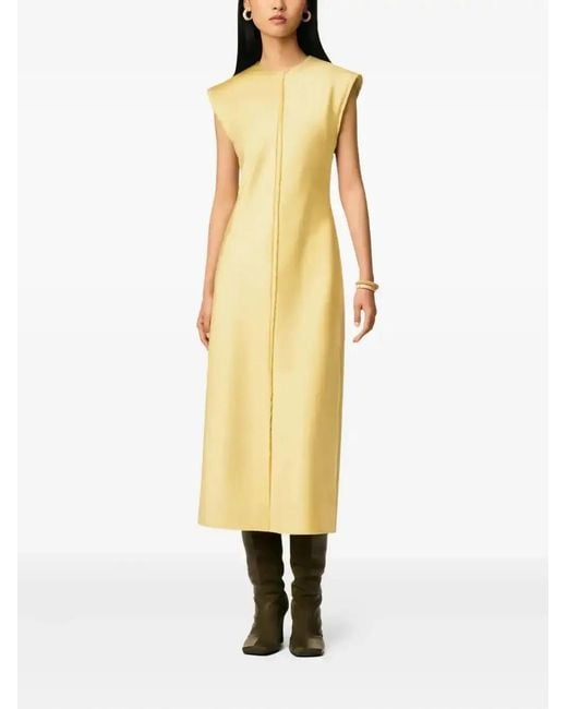 AMI Yellow Raw-Edge Long Dress