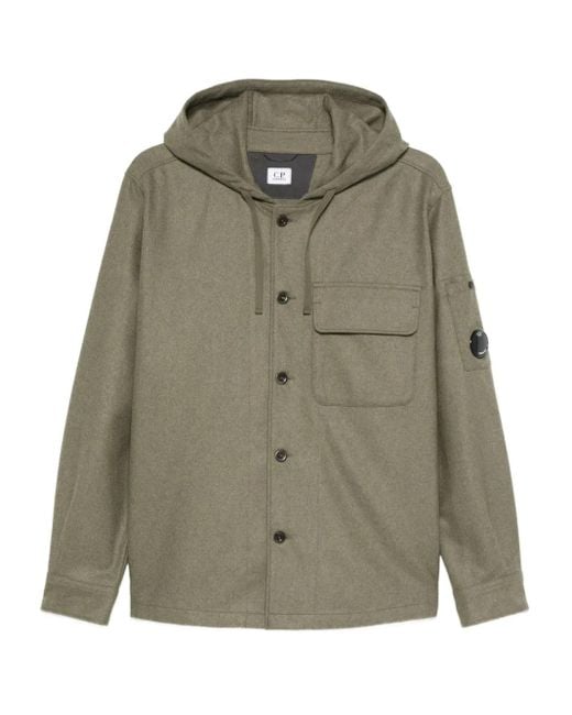 メンズ C P Company フラップポケット フーデッドジャケット Green