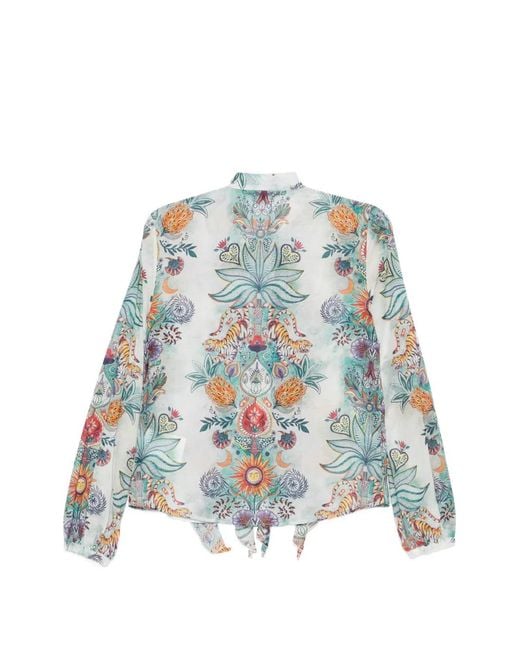 Just Cavalli Blue Ruffled Blouse