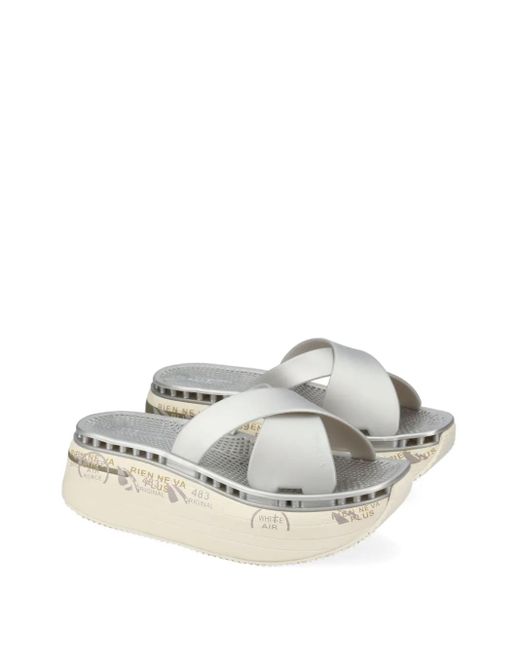 Premiata White Moura 7458 Slides