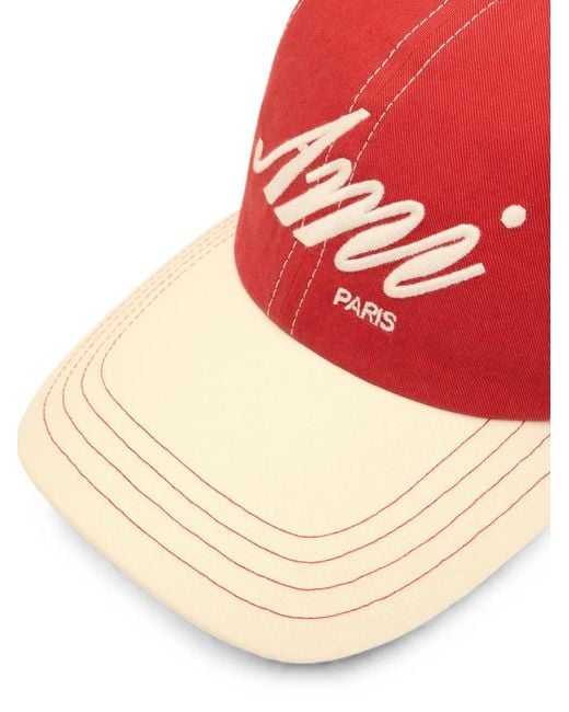 AMI Red Casquette En Coton Avec Broderie