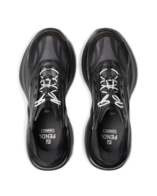 Fendi Black F-Light Lace-Up Sneakers for men