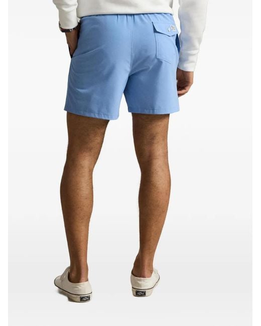 Polo Ralph Lauren Blue Short De Bain Traveler À Logo Brodé for men
