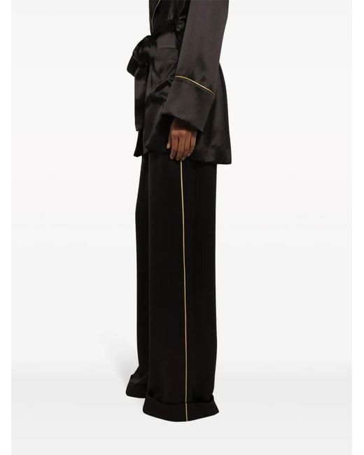 Dolce & Gabbana Black Elasticated-Waistband Silk Trousers