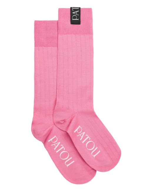 Patou Pink Gerippte Socken Mit Logo