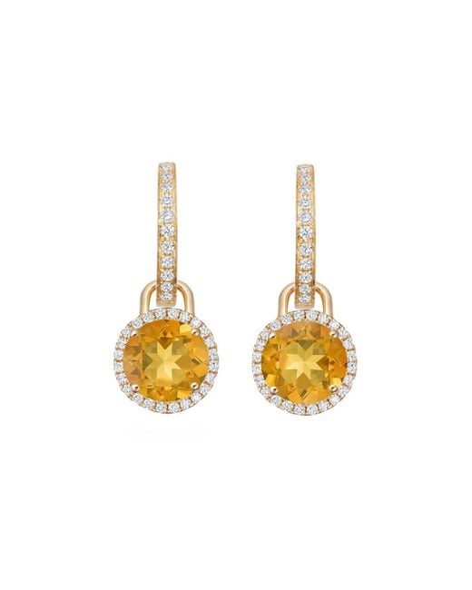 Kiki McDonough Metallic 18K Grace Citrine And Diamond Earrings
