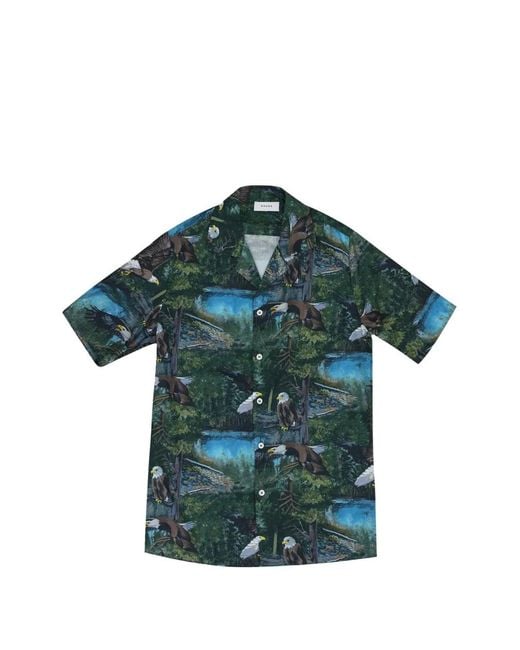 Rhude Green Chemise Boutonnée À Logo Imprimé for men