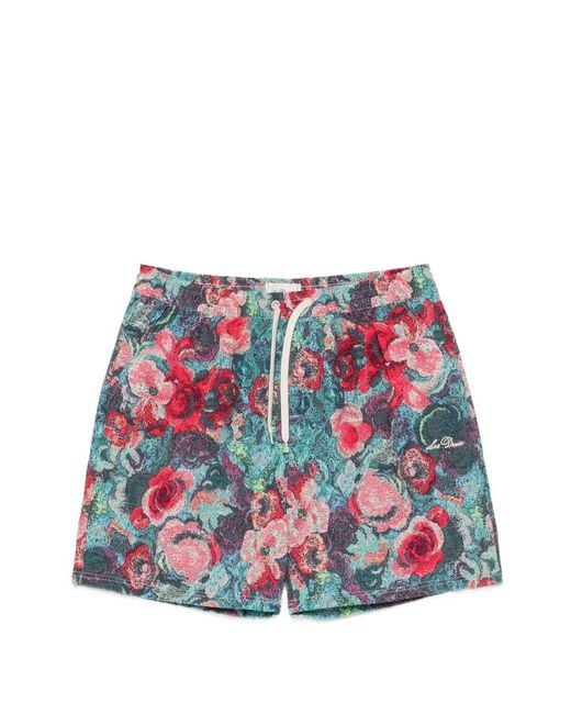 Les Deux White Bouquet Aop Floral-Print Tapestry-Effect Shorts for men