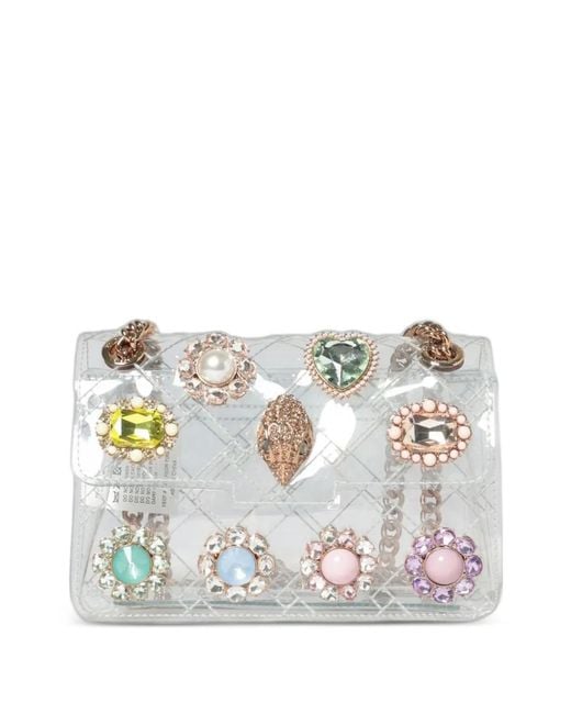 Kurt Geiger White Crystal-Embellished Quilted Shoulder Bag