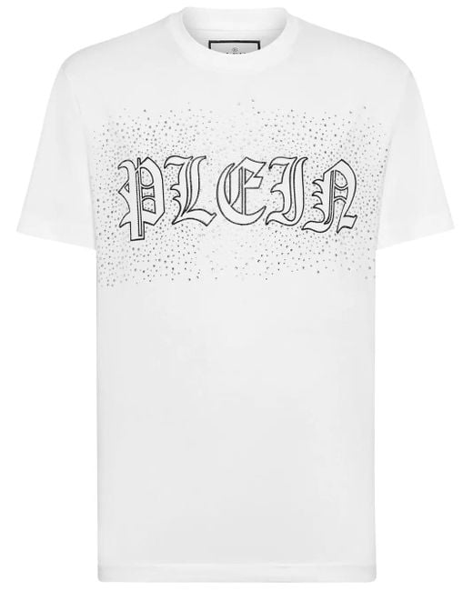 Philipp Plein White Logo-Embellished Cotton T-Shirt for men