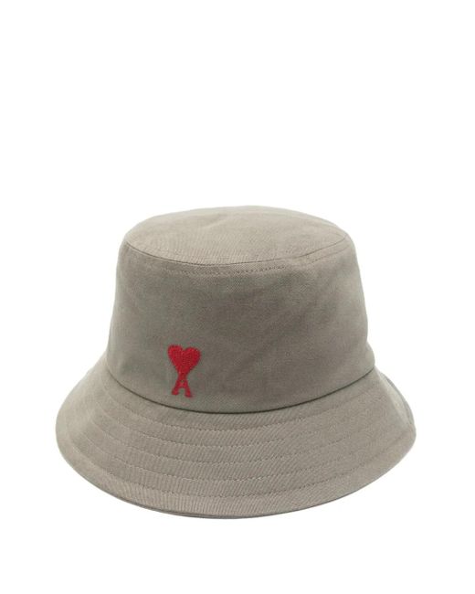 Cappello Bucket Con Ricamo Ami De Coeur di AMI in Gray