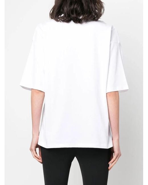 Blumarine White Embroidered-Logo Detail T-Shirt