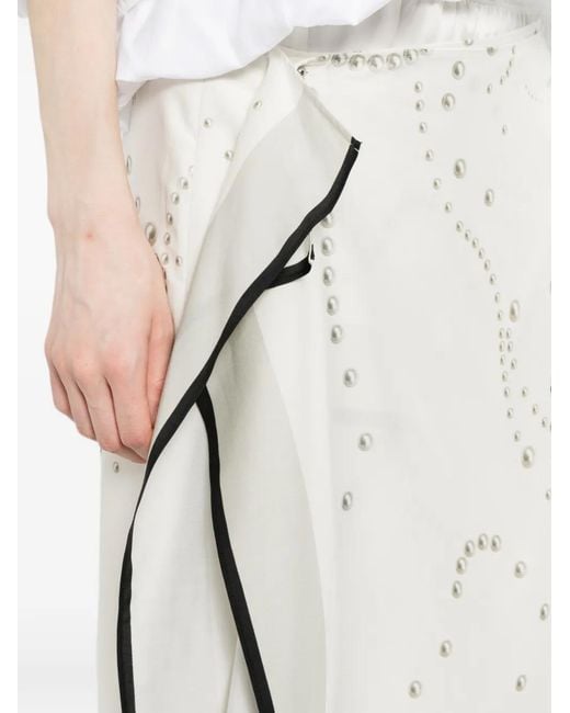 JNBY White Pearl-Print Wrap Skirt