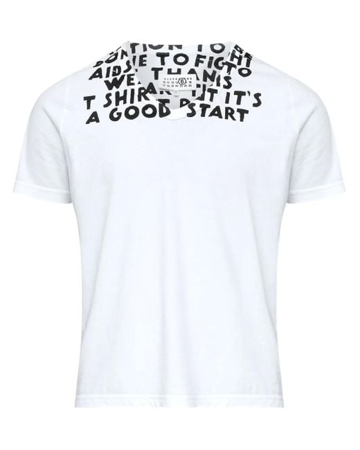 メンズ MM6 by Maison Martin Margiela プリント Tシャツ White