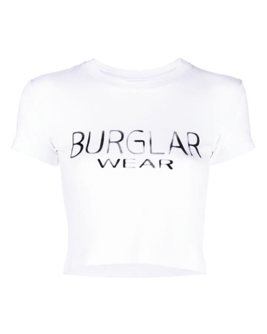 Mowalola White Burglar Wear Cropped T-shirt