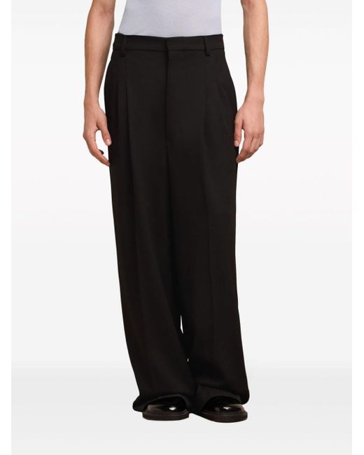 AMI Black Tailored Wide-leg Trousers for men
