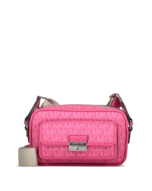 Michael Kors Pink Bradshaw Monogram Flap Shoulder Bag