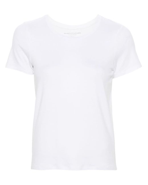 Majestic Filatures White T-Shirt mit Rundhalsausschnitt