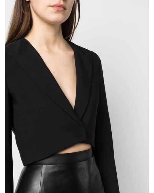 Genny Black Cropped Peak-Lapel Blazer