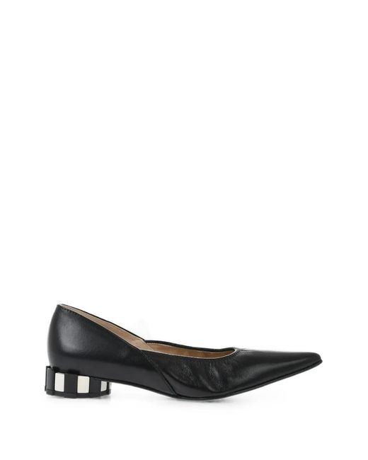 AMI Black Pointed-Toe Pleated Shoes