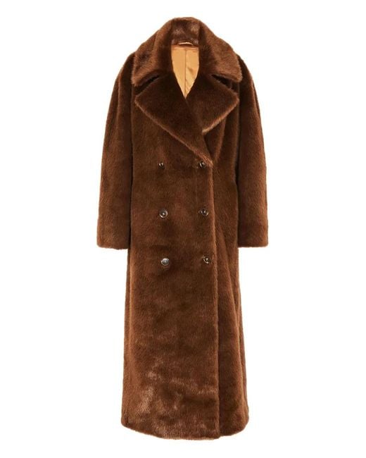 Frankie Shop Brown Joni Faux Fur Coat