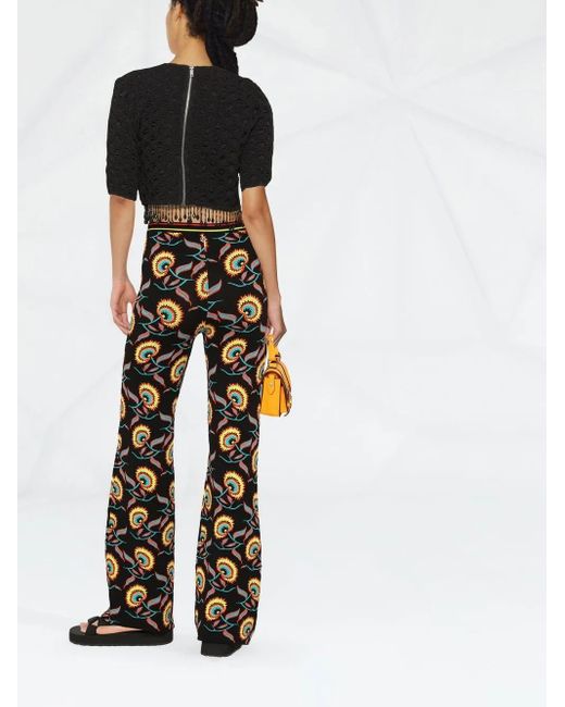 Rabanne Black Floral-Print Trousers