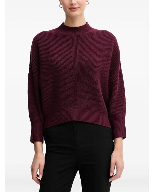 Ouí Purple Ribbed Funnel-Neck Sweater