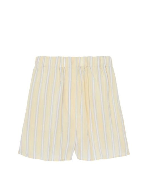 Frankie Shop Natural Lui Striped Cupro Shorts