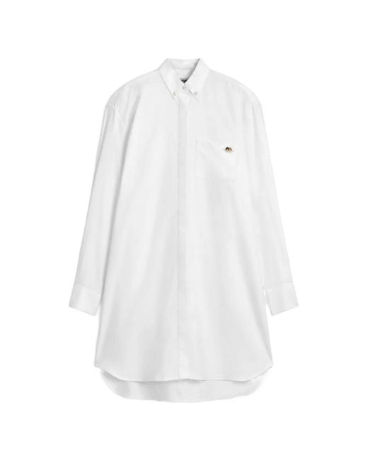 Fiorucci White Angel-Patch Midi Shirt Dress