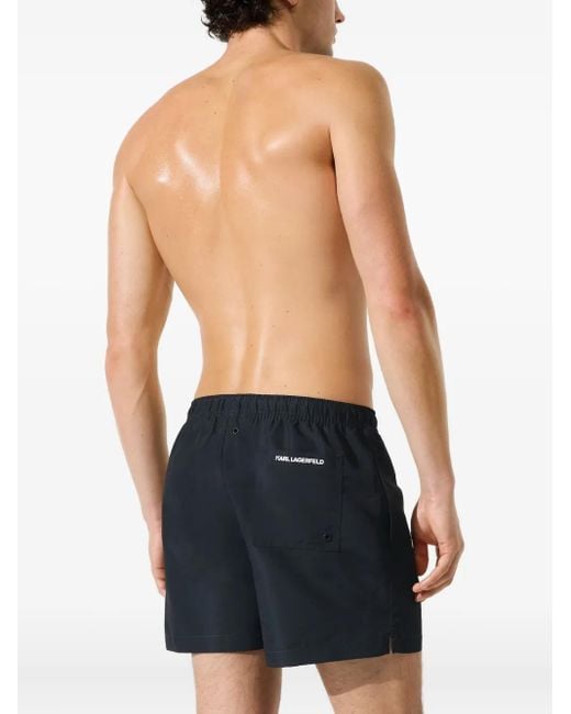 Karl Lagerfeld Black Drawstring Swim Shorts for men