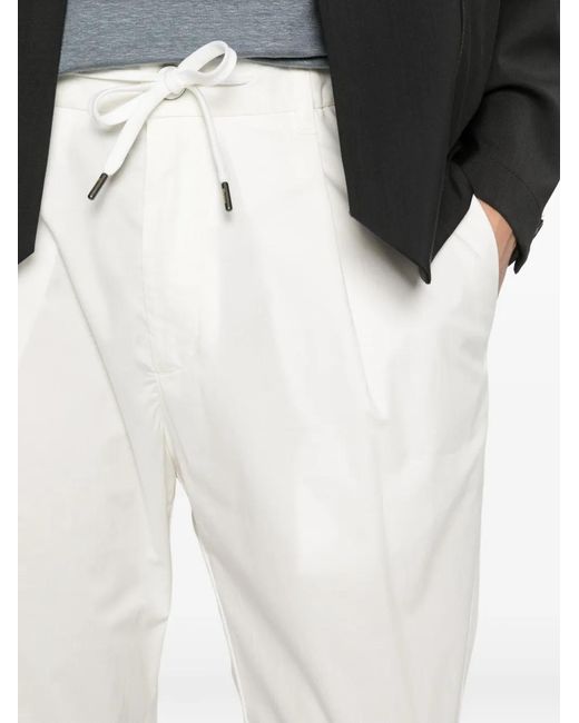 Herno White Drawstring Straight Trousers for men
