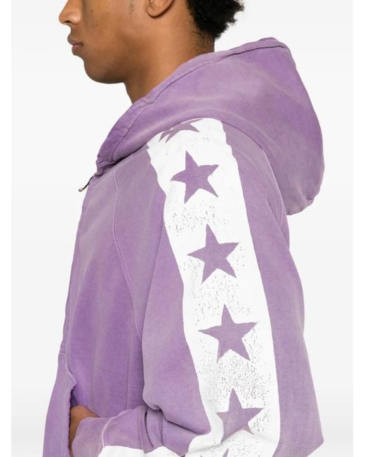 Secnd Slf Purple Star-Print Zip-Up Hoodie for men