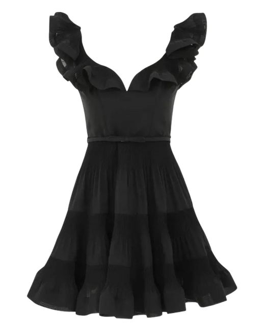 Zimmermann Women's Black Frill-Pleated Mini Dress