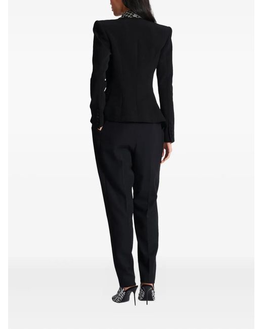 Balmain Black Embroidered Button Blazer