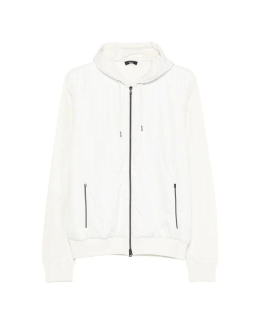 Herno White Zip-Up Hoodie for men