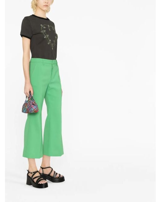 DSquared² Green Kick-Flare Cropped Trousers