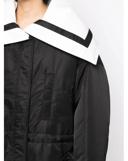 Goen.J Black Sailor-Collar Padded Coat