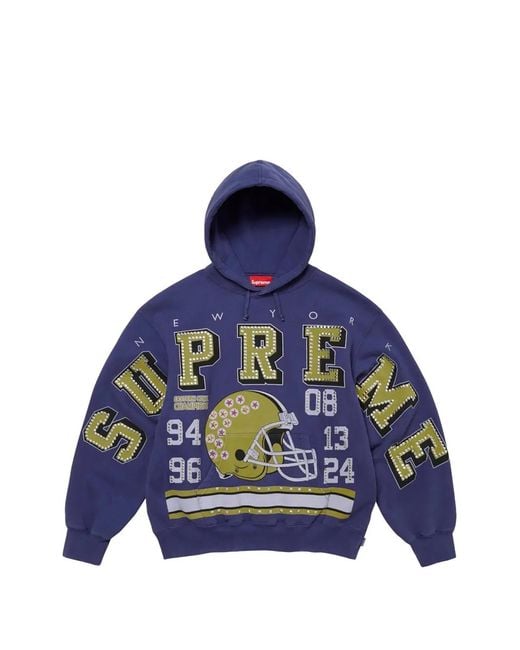 Supreme Blue Champions Studded Graphic-Print Hoodie for men