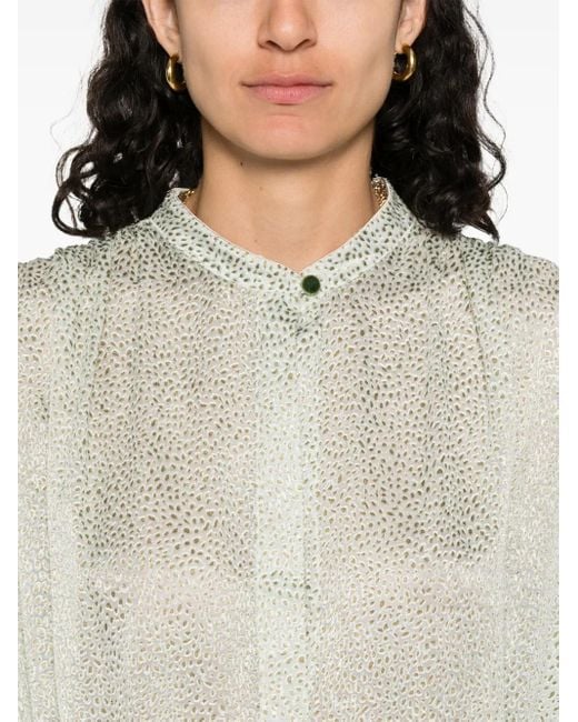 Forte_forte White Abstract-Pattern Blouse