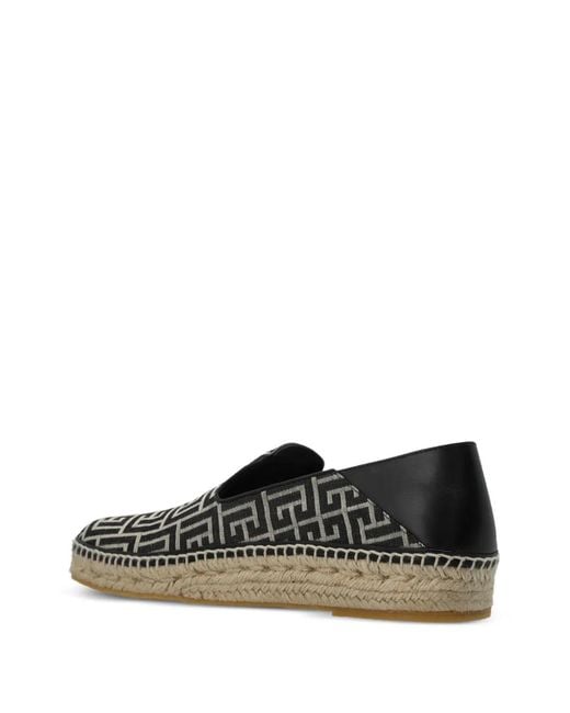 Balmain White Monogram-Pattern Espadrille Sneakers for men