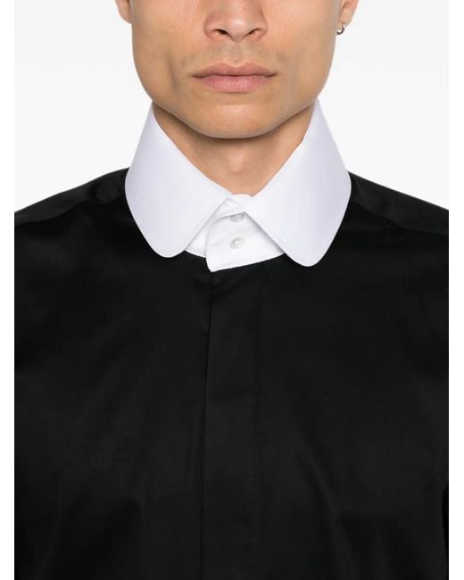Karl Lagerfeld Black Contrast-Collar Concealed-Fastening Shirt for men