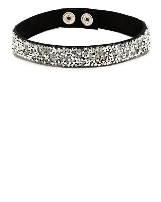Manokhi Black Crystal-Embellished Leather Choker