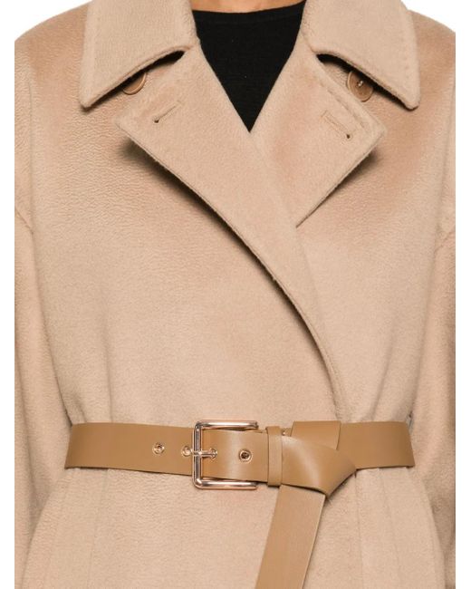 Cappotto Doppiopetto Con Cintura di Max Mara in Natural