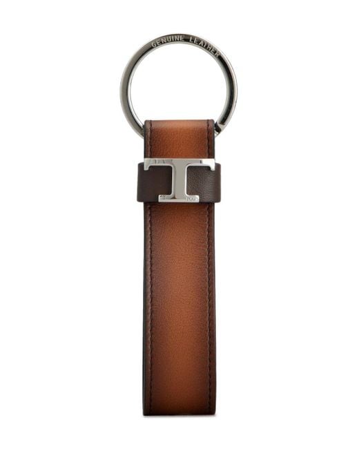 Tod's T Leather Keychain in Brown for Men Lyst