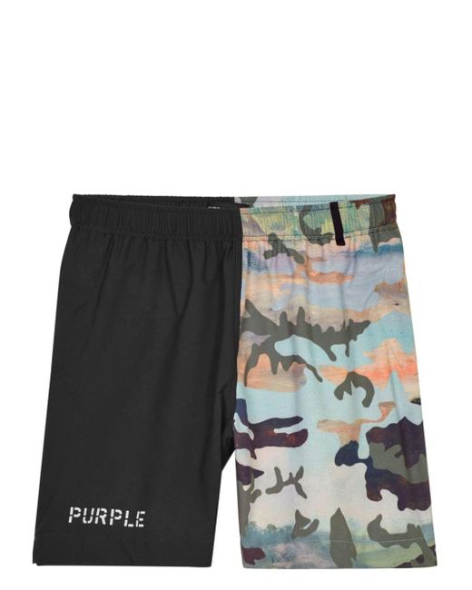 Purple Brand Black Colourblock Swim Shorts for men