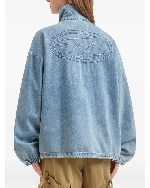 Mini Cream Blue Veste En Jean À Fermeture Zippée
