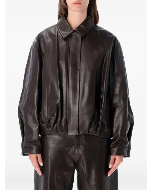 Melis Elasticated Leather Jacket Arma en coloris Black